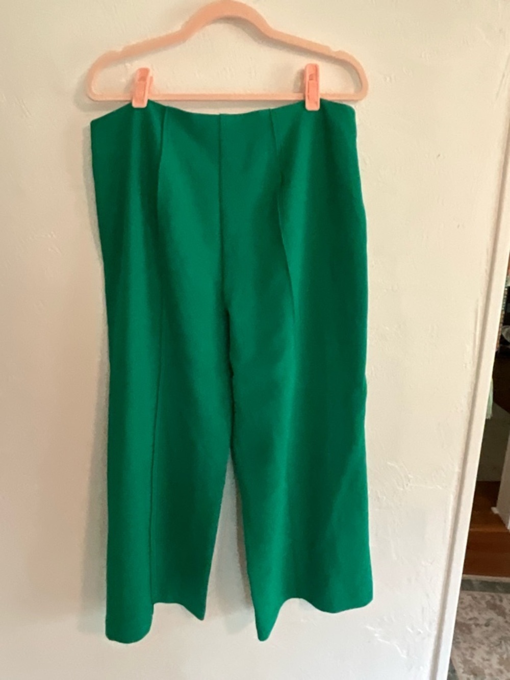 Trina Turk Green Wide Leg Cropped Trousers Size 12 - Picture 2 of 6